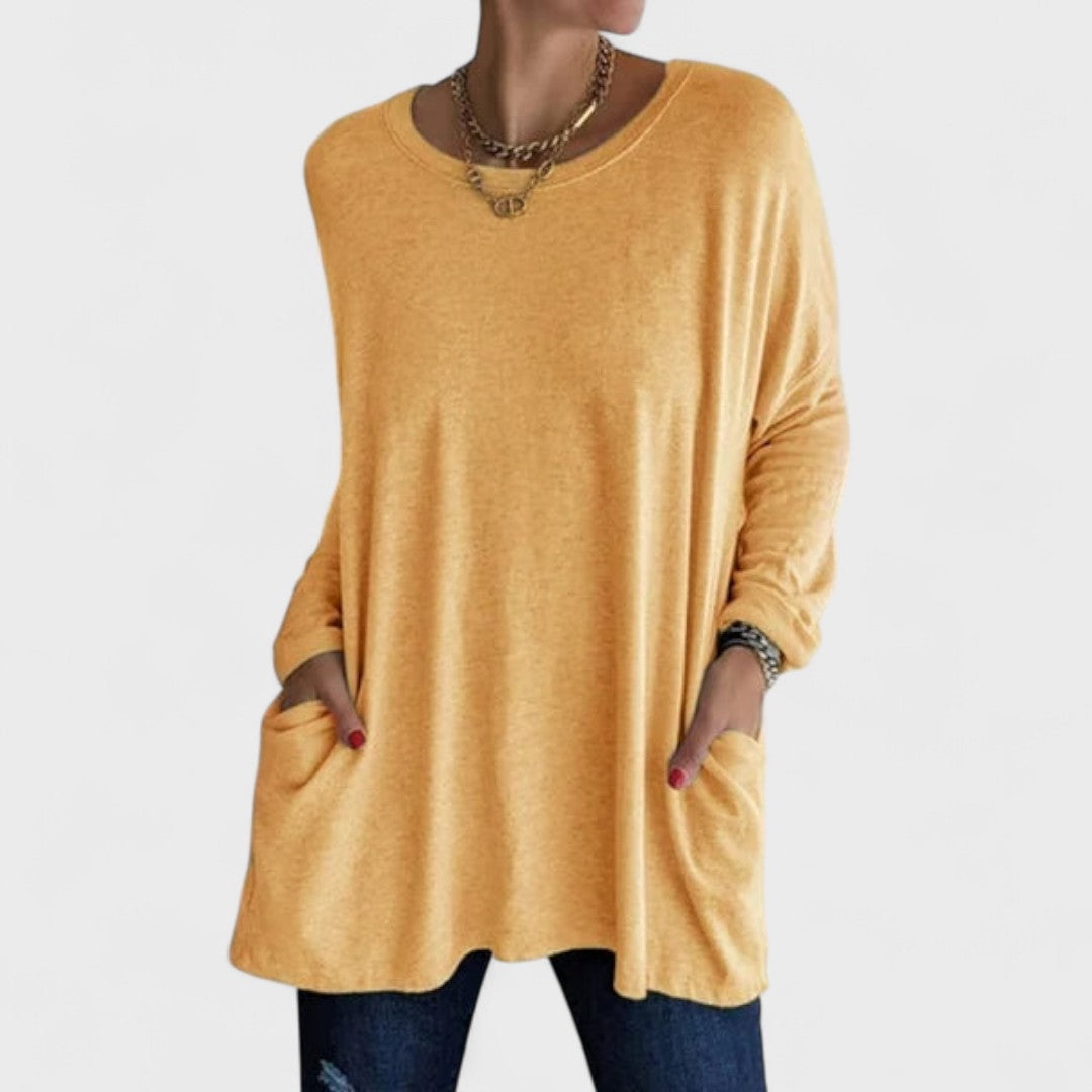 Mira™ Effortless Relaxed Fit Long Sleeve Top for Women - Ultimate Comfort Style