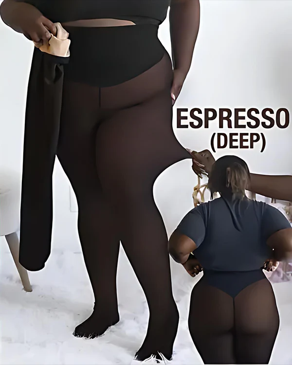 Cozy One-Seam Fleece Lined Tights with Compression for Winter Warmth