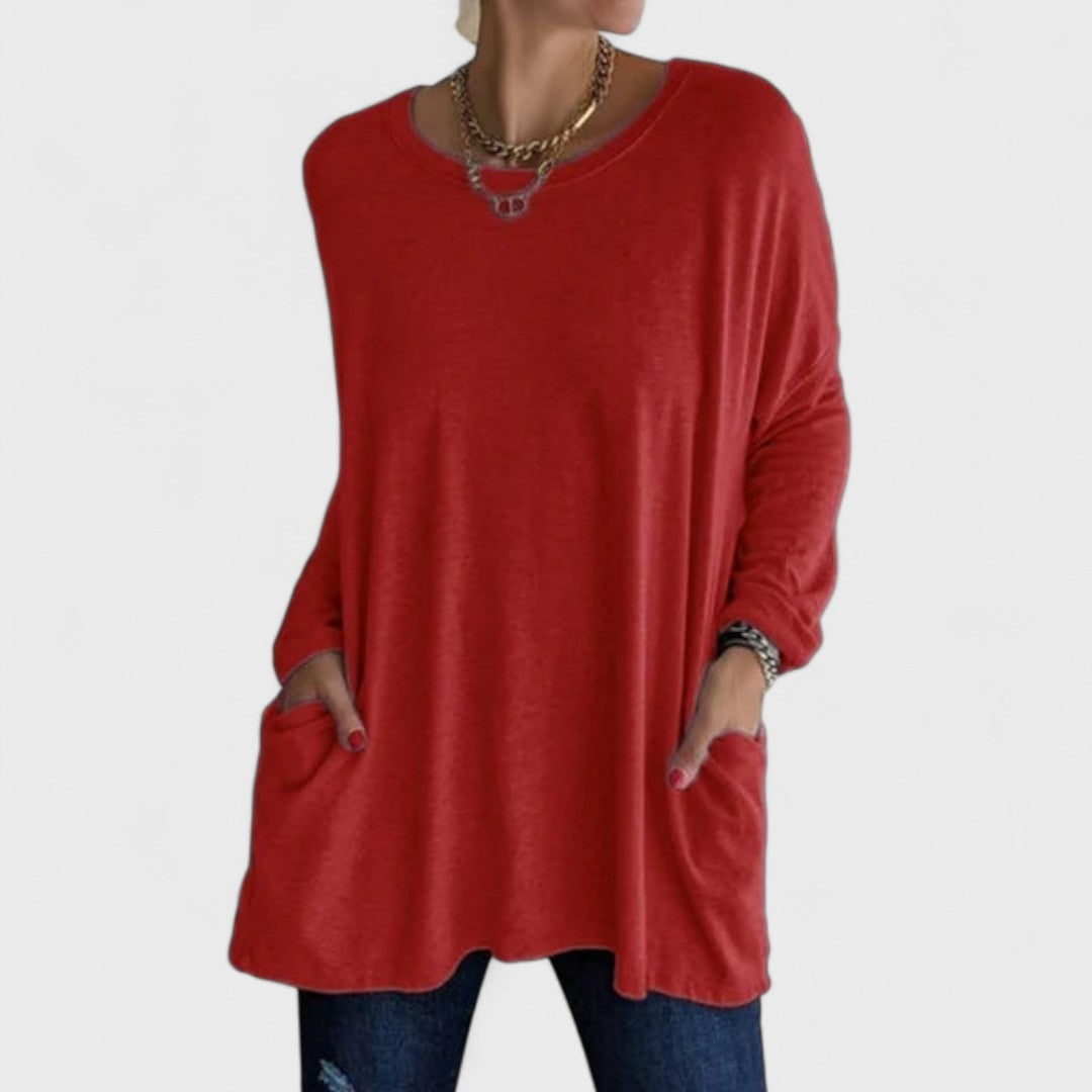 Mira™ Effortless Relaxed Fit Long Sleeve Top for Women - Ultimate Comfort Style