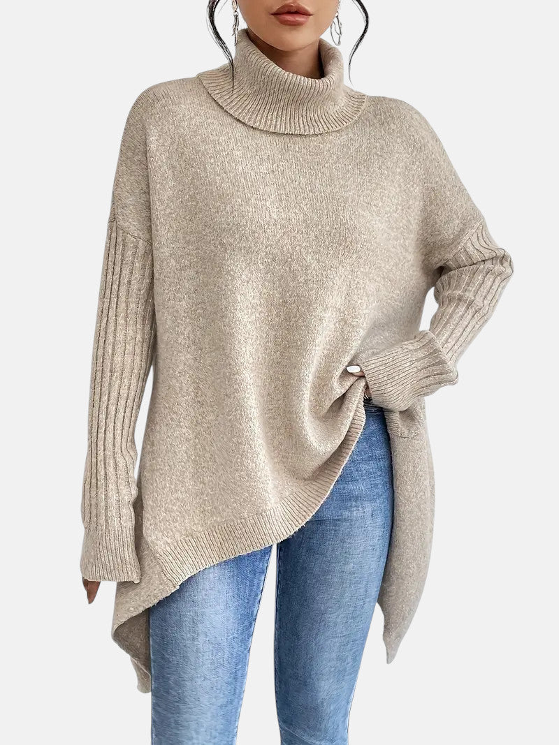 Soft Oversized Turtleneck Sweater for Women - Warm Casual Knit Pullover Top