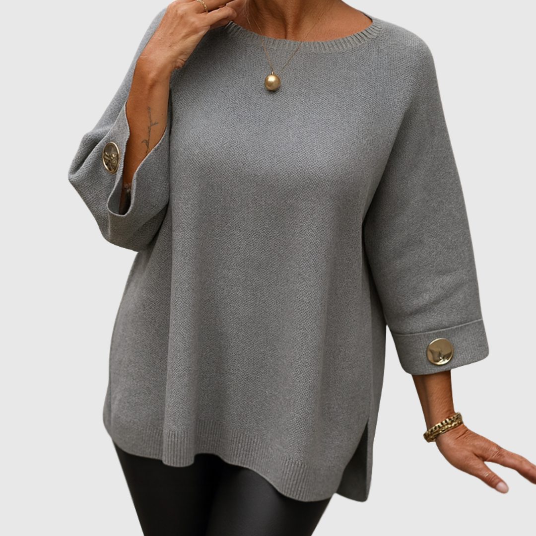 Julianette Chic Elegant Button-Detail Sweater: Comfortable, Versatile Long-Sleeve Knit for Women