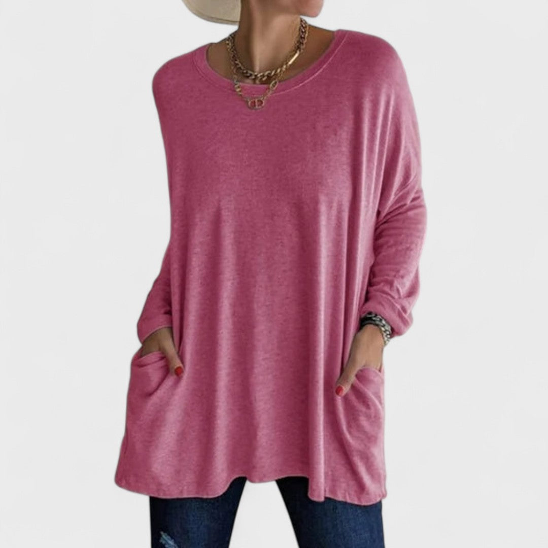 Mira™ Effortless Relaxed Fit Long Sleeve Top for Women - Ultimate Comfort Style