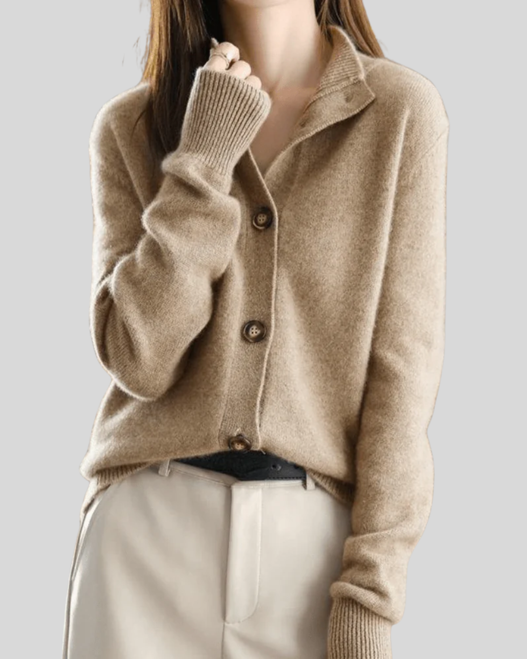 Claire Retro-Style Cashmere Blend Button-Down Cardigan: Soft, Warm, Elegant Knit