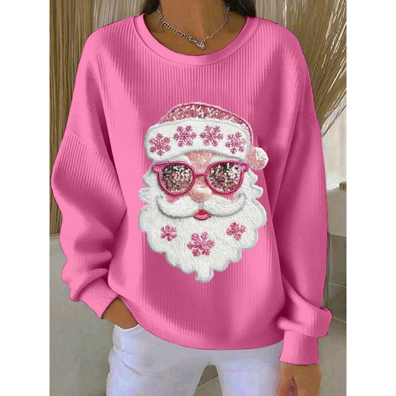 Aimee - Glitter Santa Sweater Pink