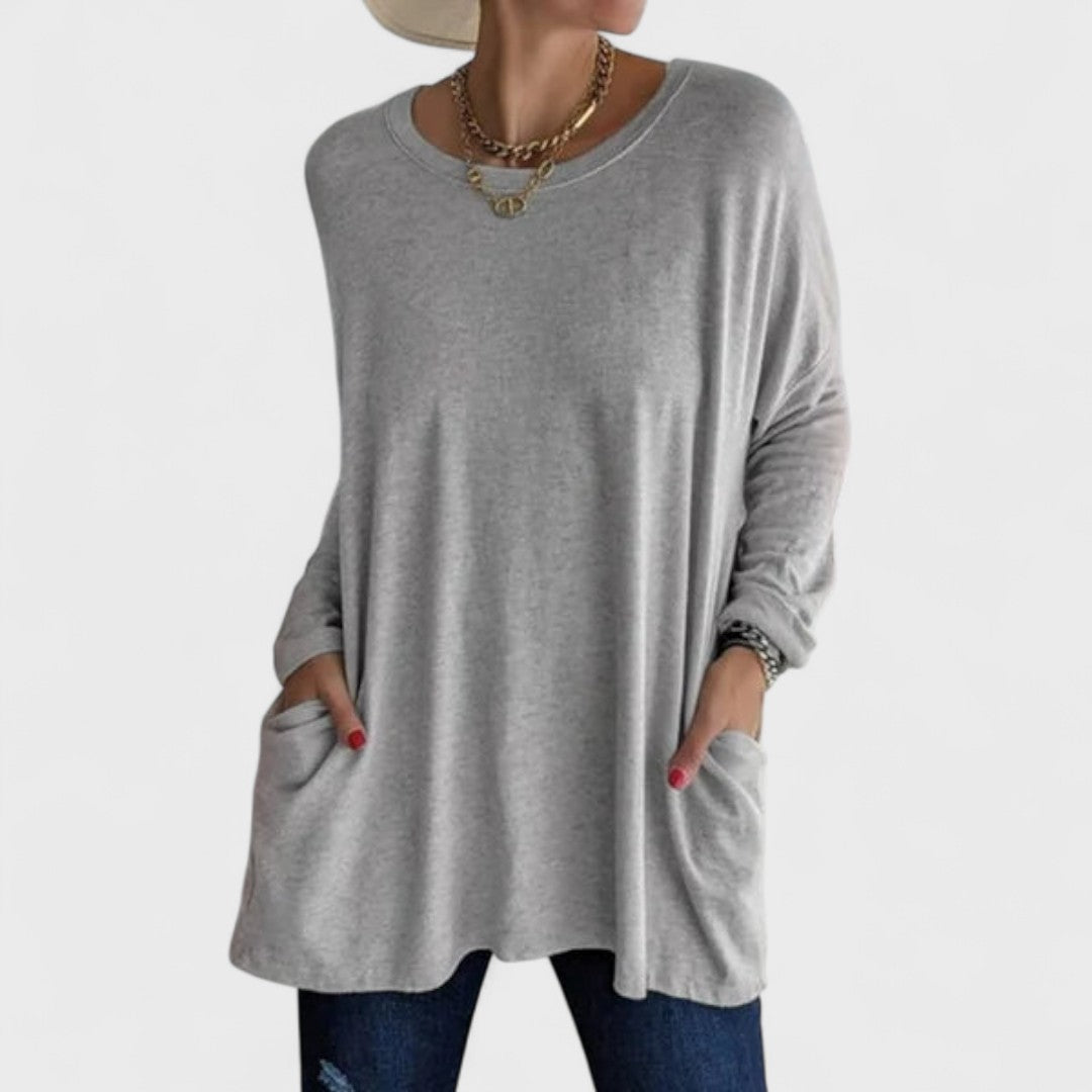 Mira™ Effortless Relaxed Fit Long Sleeve Top for Women - Ultimate Comfort Style