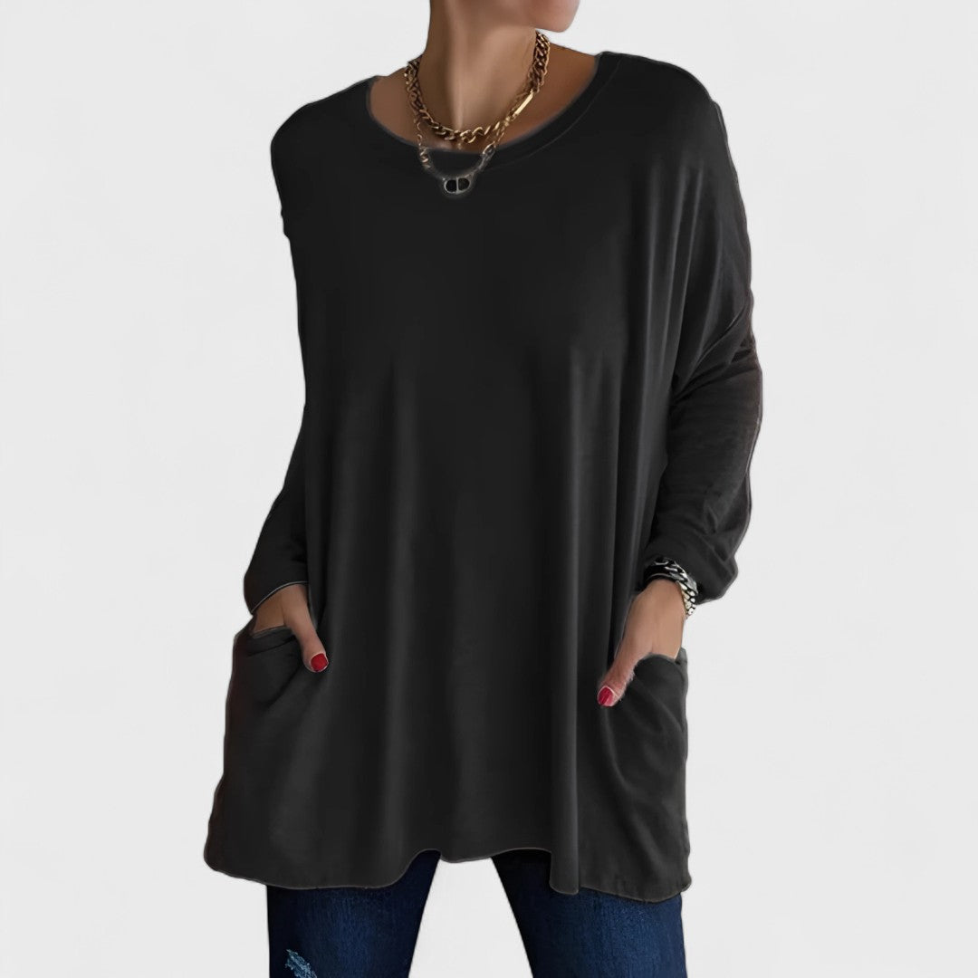 Mira™ Effortless Relaxed Fit Long Sleeve Top for Women - Ultimate Comfort Style