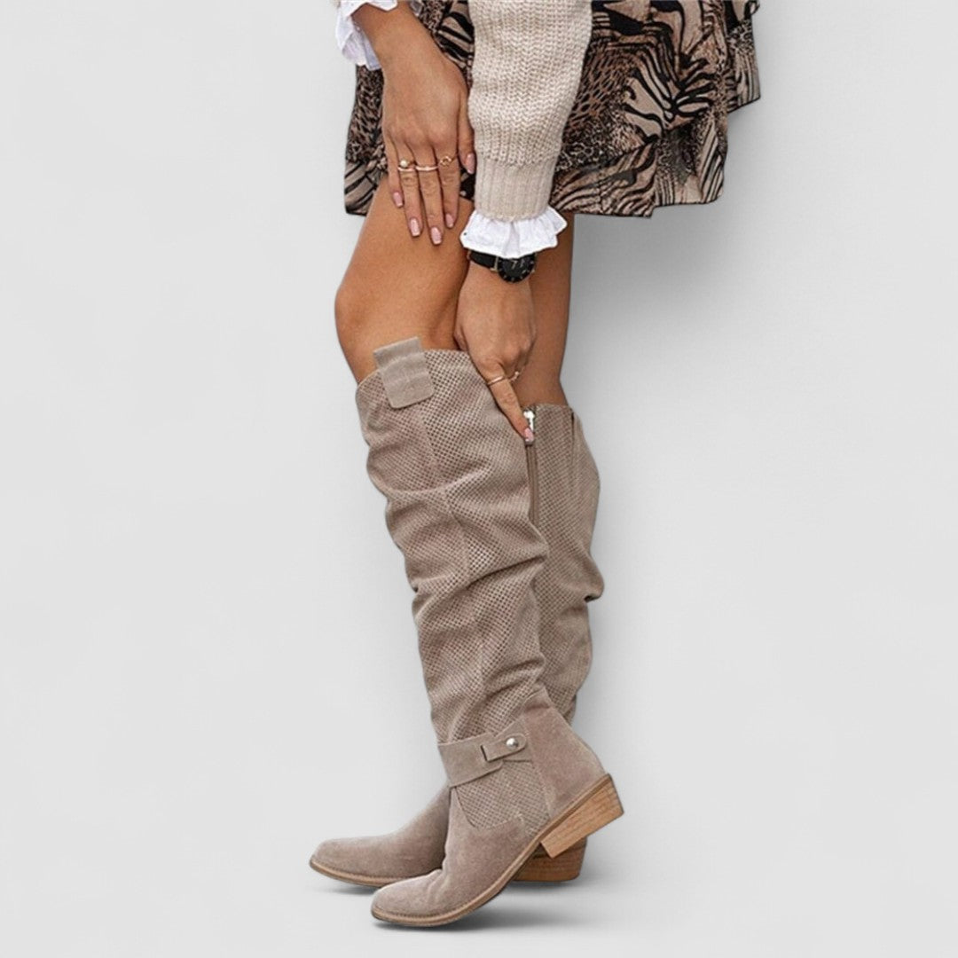 Hazel Orthopedic Western Boots: Comfortable Suede Style with Arch Support