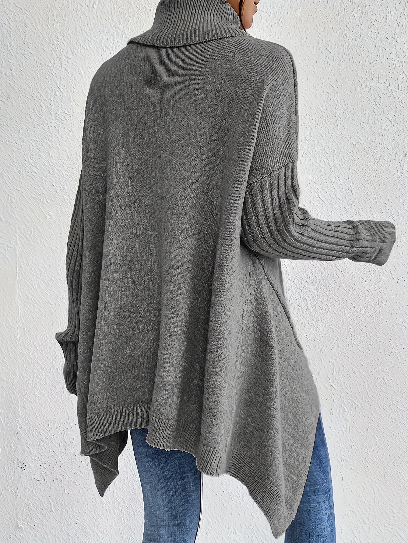 Audrey Cozy High Neck Draped Sweater: Cloud-Soft Knit for Elegant Comfort