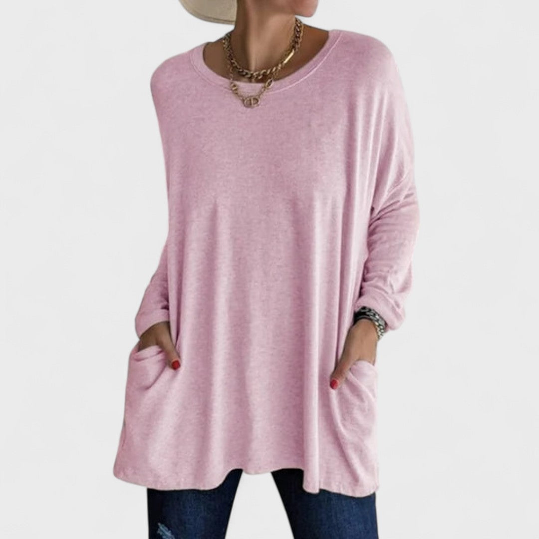 Mira™ Effortless Relaxed Fit Long Sleeve Top for Women - Ultimate Comfort Style