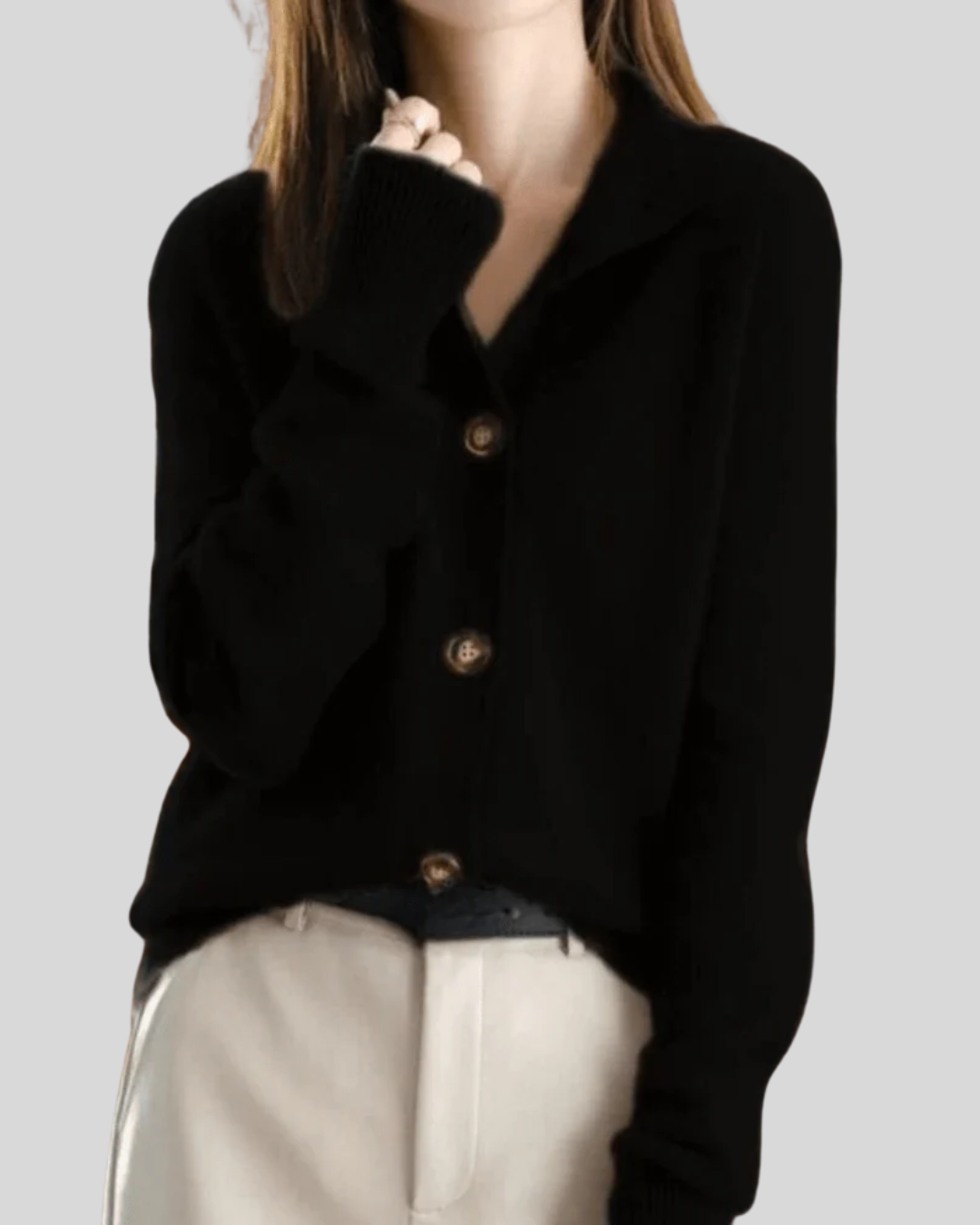 Claire Retro-Style Cashmere Blend Button-Down Cardigan: Soft, Warm, Elegant Knit