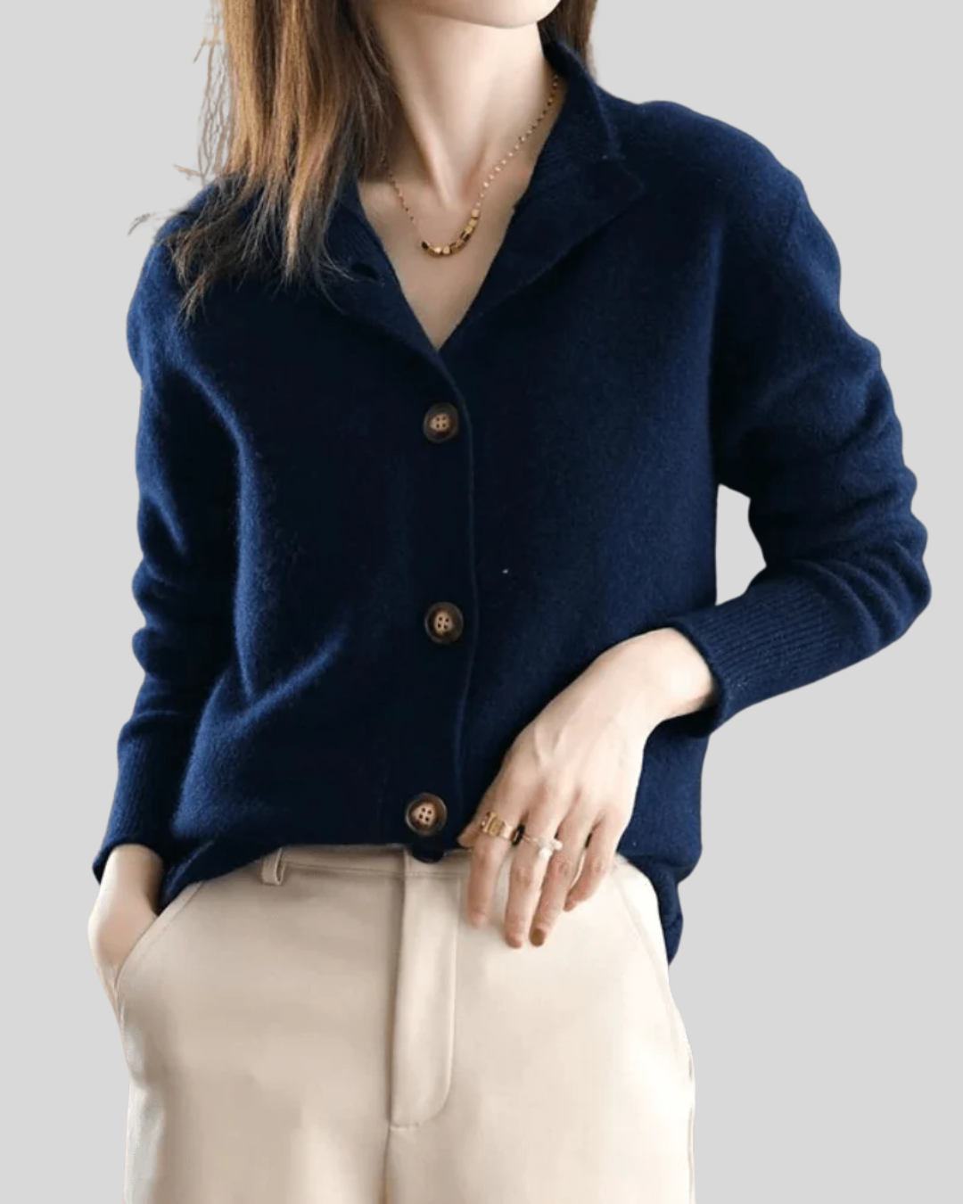 Claire Retro-Style Cashmere Blend Button-Down Cardigan: Soft, Warm, Elegant Knit