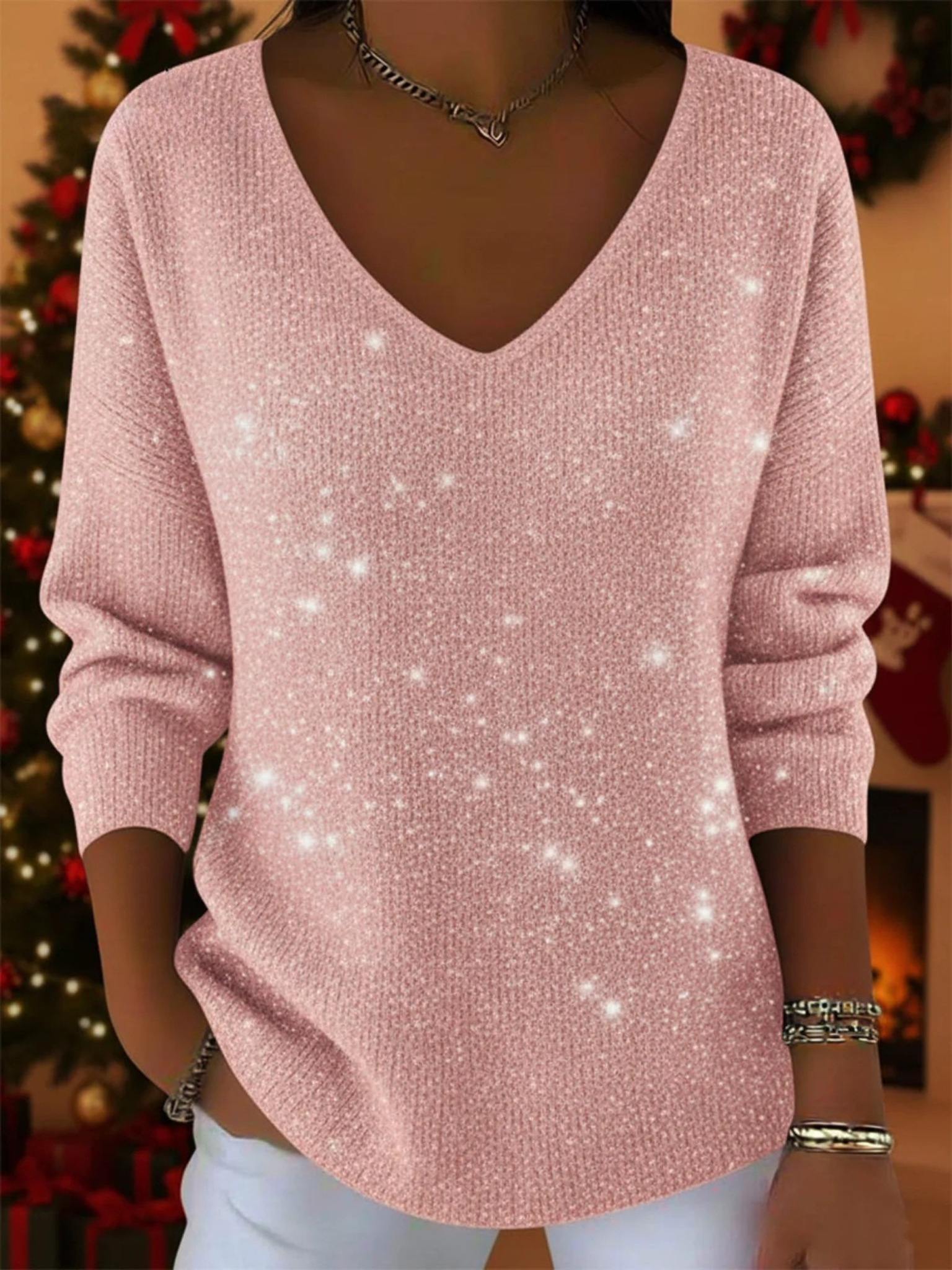 Adele | Festive V-Neck Jumper