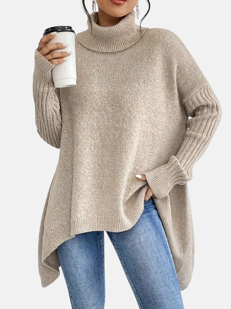 Soft Oversized Turtleneck Sweater for Women - Warm Casual Knit Pullover Top