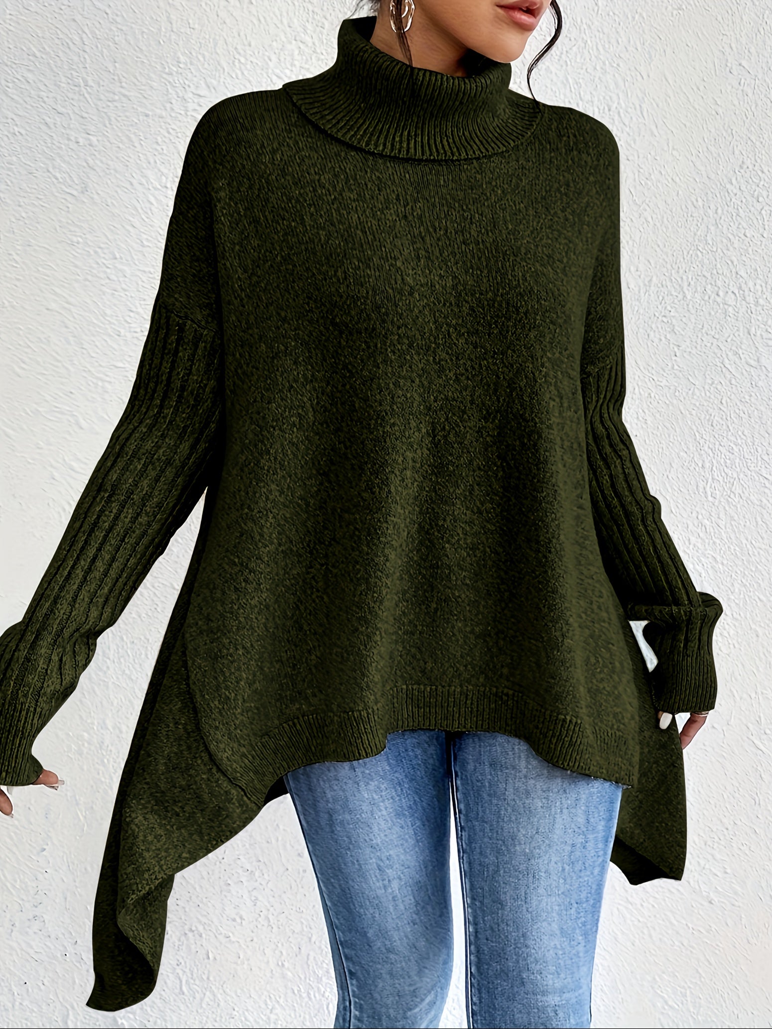 Audrey Cozy High Neck Draped Sweater: Cloud-Soft Knit for Elegant Comfort