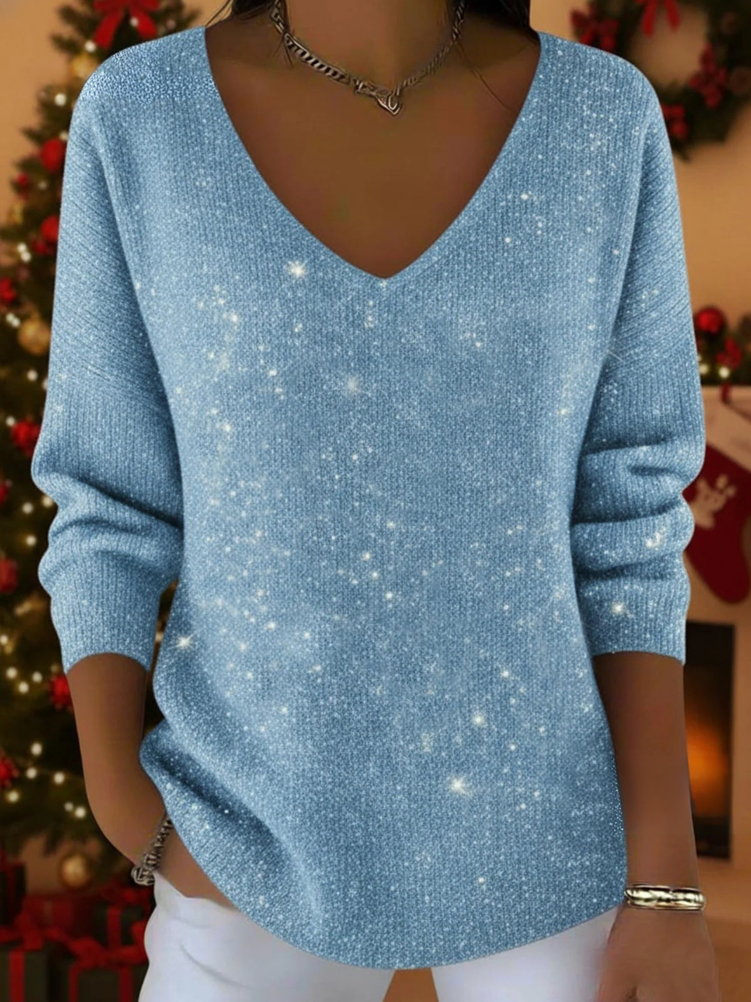 Adele | Festive V-Neck Jumper