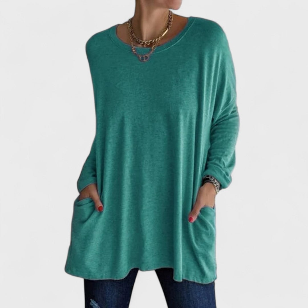 Mira™ Effortless Relaxed Fit Long Sleeve Top for Women - Ultimate Comfort Style