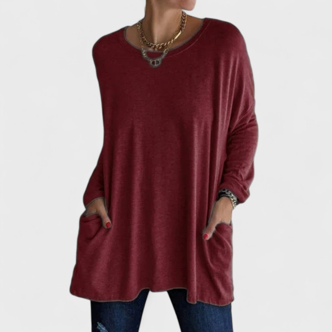 Mira™ Effortless Relaxed Fit Long Sleeve Top for Women - Ultimate Comfort Style