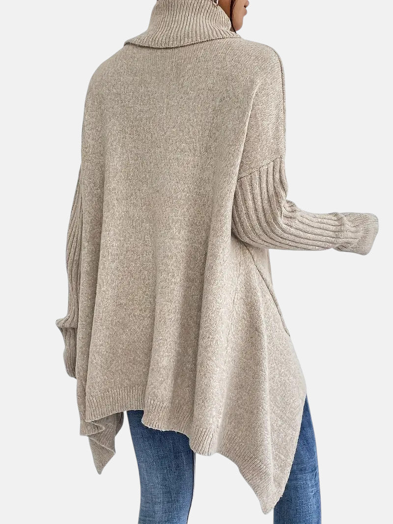 Soft Oversized Turtleneck Sweater for Women - Warm Casual Knit Pullover Top