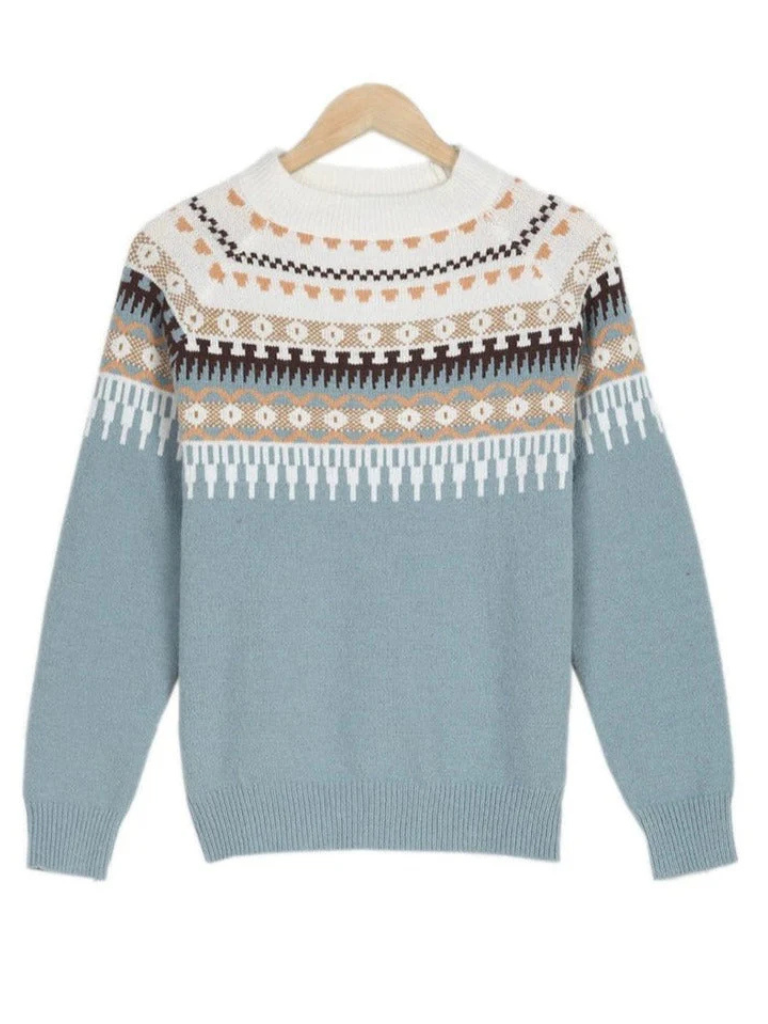 Cozy Madison Knit Sweater: Soft Nordic Pattern, Relaxed Fit for Elegant Comfort