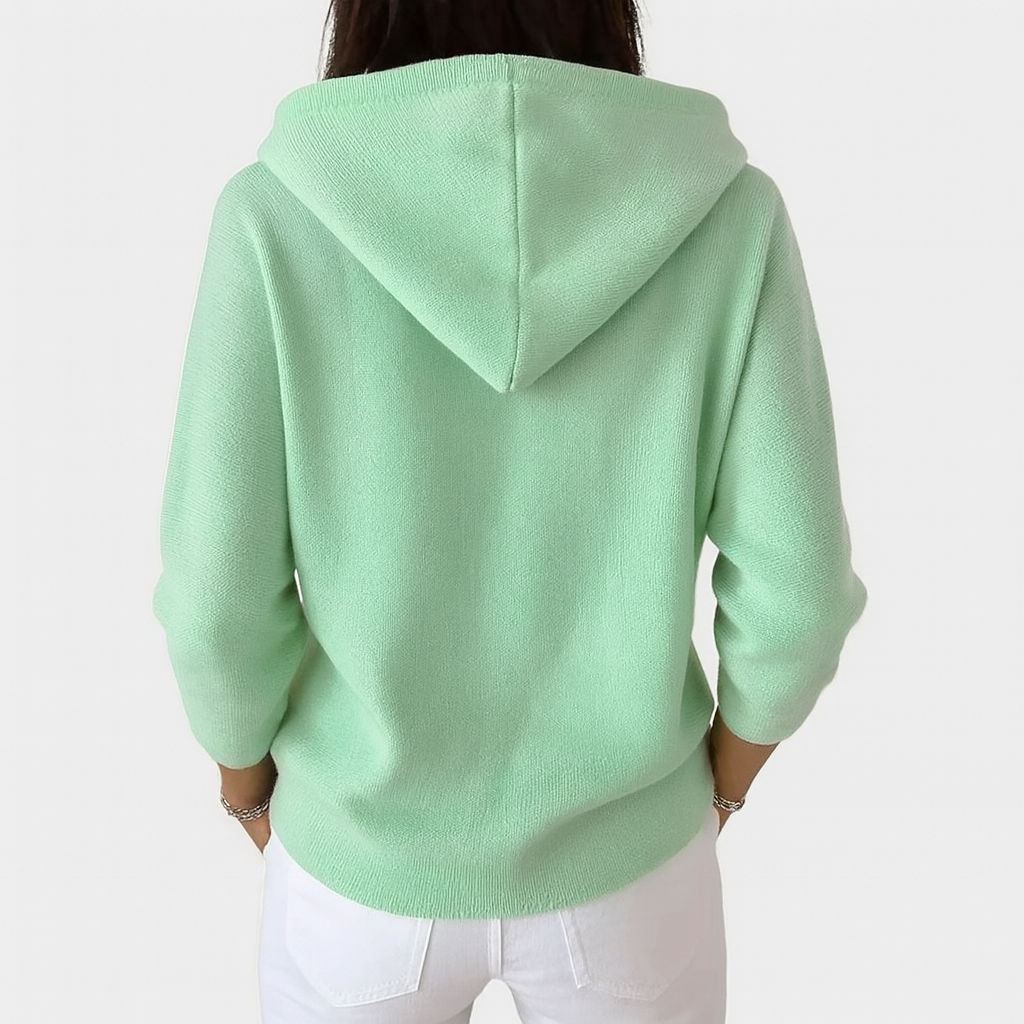 Joyce Elegant Cotton Hooded Cardigan for Women – Relaxed Fit Long Sleeve