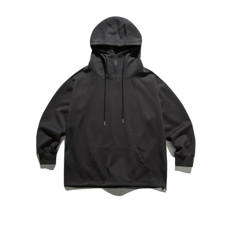 Kazenari Quarter-Zip Hoodie: Soft Technical Blend, Relaxed Urban Comfort