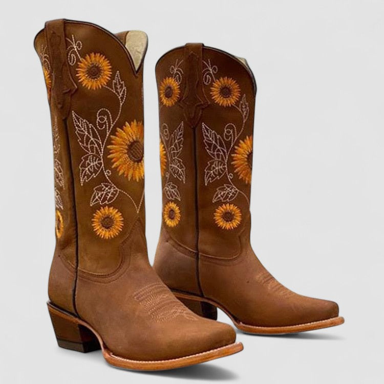 Daisy Orthopedic Western Boots for Women: Suede Comfort, Arch Support, Block Heel