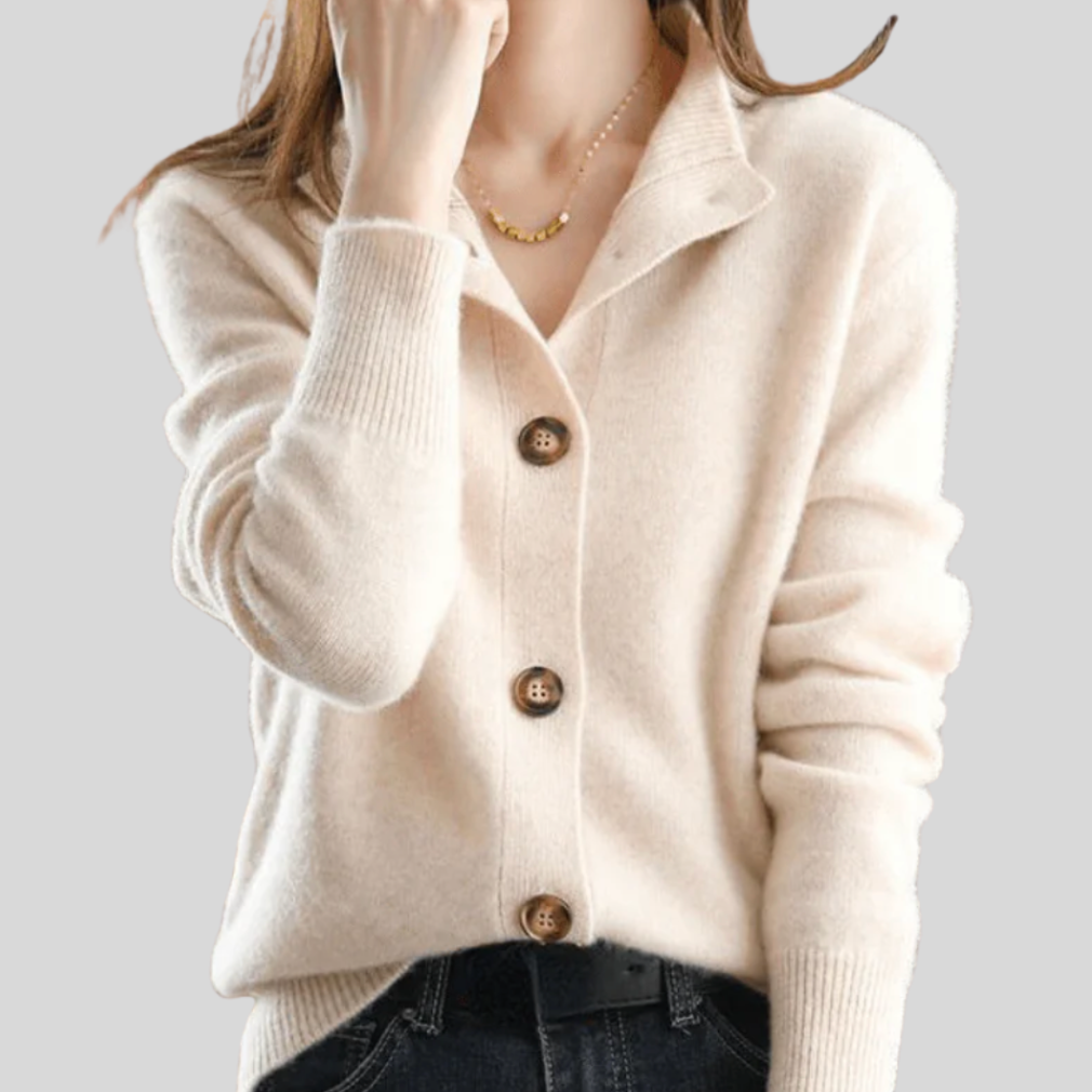 Claire Retro-Style Cashmere Blend Button-Down Cardigan: Soft, Warm, Elegant Knit