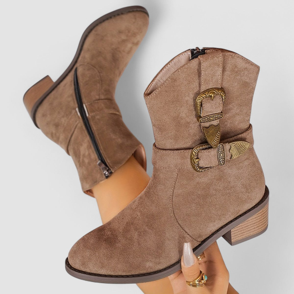 Rosa Orthopedic Western Boots for Women – Suede Comfort & Arch Support