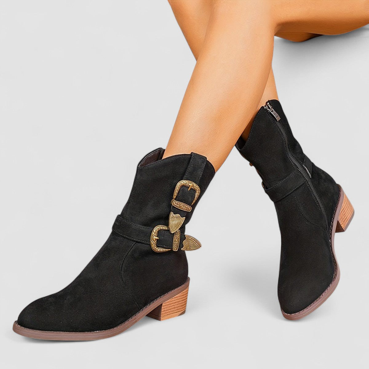 Rosa Orthopedic Western Boots for Women – Suede Comfort & Arch Support