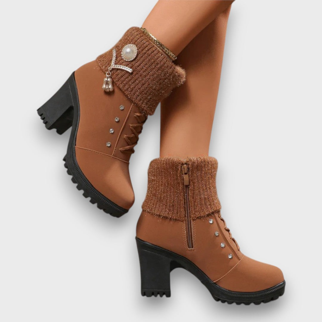 Raelynn™ | Knit-Cuff Winter Heeled Boots