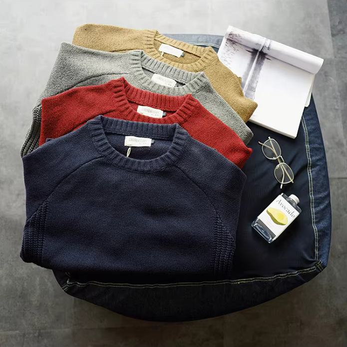 Luxurious Boston Wool Blend Sweater with Stylish Corduroy Elbow Patches for Men