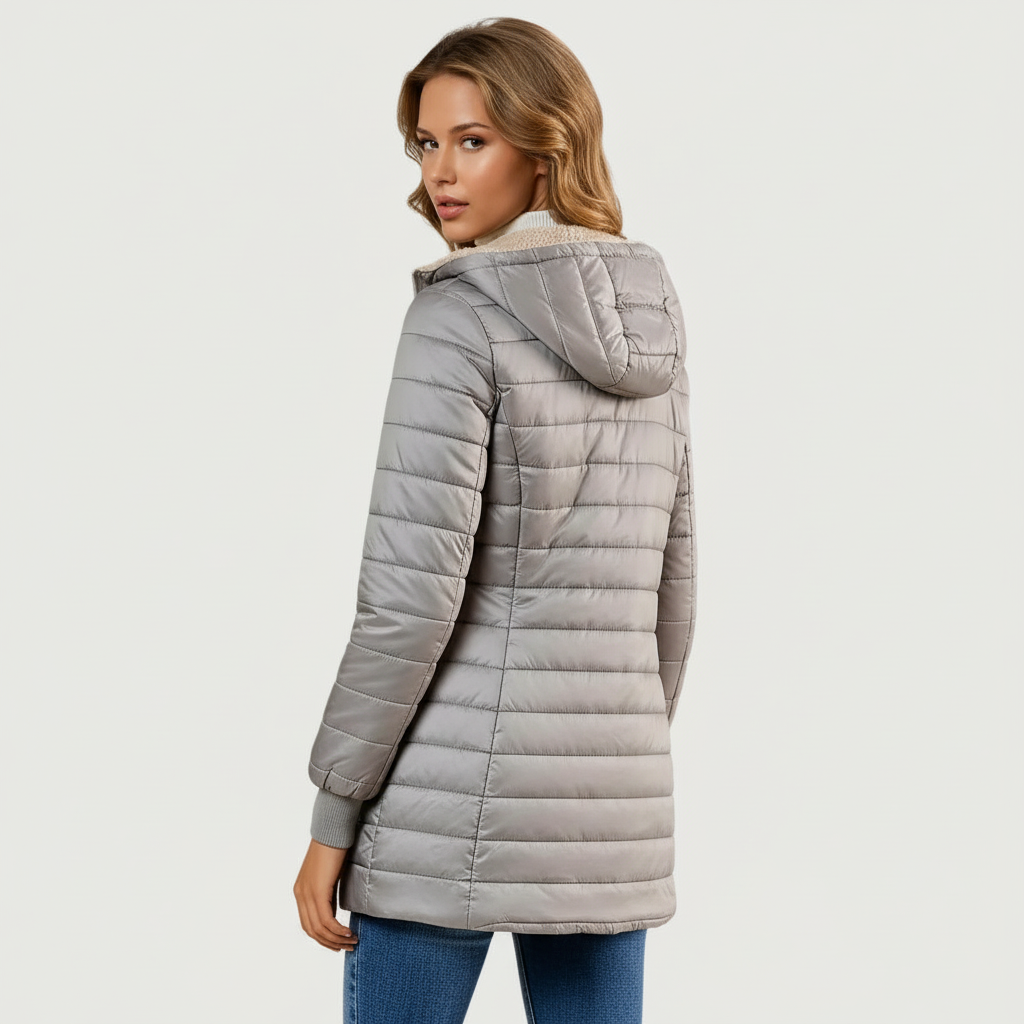 Michèle Women's Long Quilted Waterproof Elegant Winter Coat Jacket
