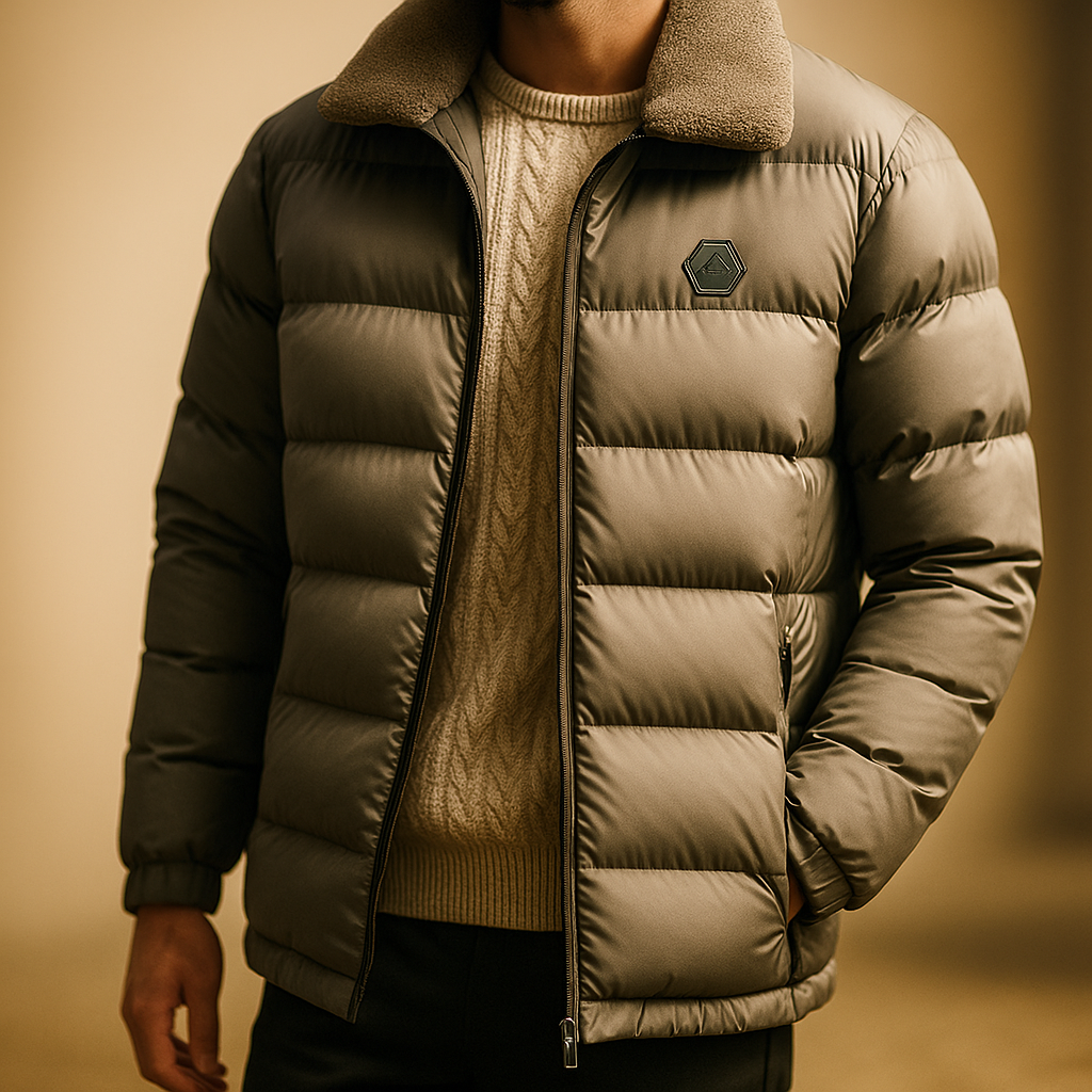 Premium Insulated Down Jacket: Padded, Warm, Dry Comfort with Fleeced Collar