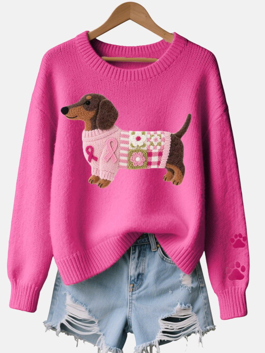 Alba – Knit Sweater with Dachshund Felt Design