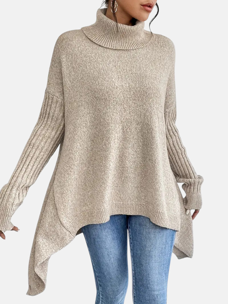 Soft Oversized Turtleneck Sweater for Women - Warm Casual Knit Pullover Top