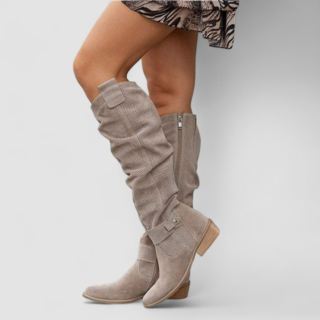 Hazel Orthopedic Western Boots: Comfortable Suede Style with Arch Support