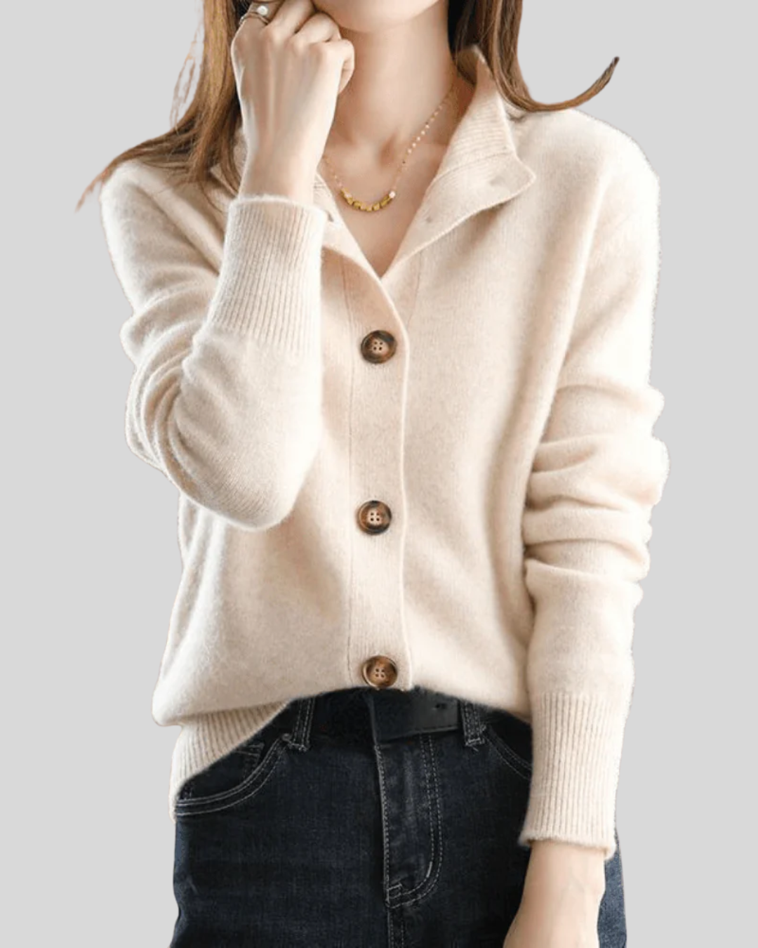 Claire Retro-Style Cashmere Blend Button-Down Cardigan: Soft, Warm, Elegant Knit
