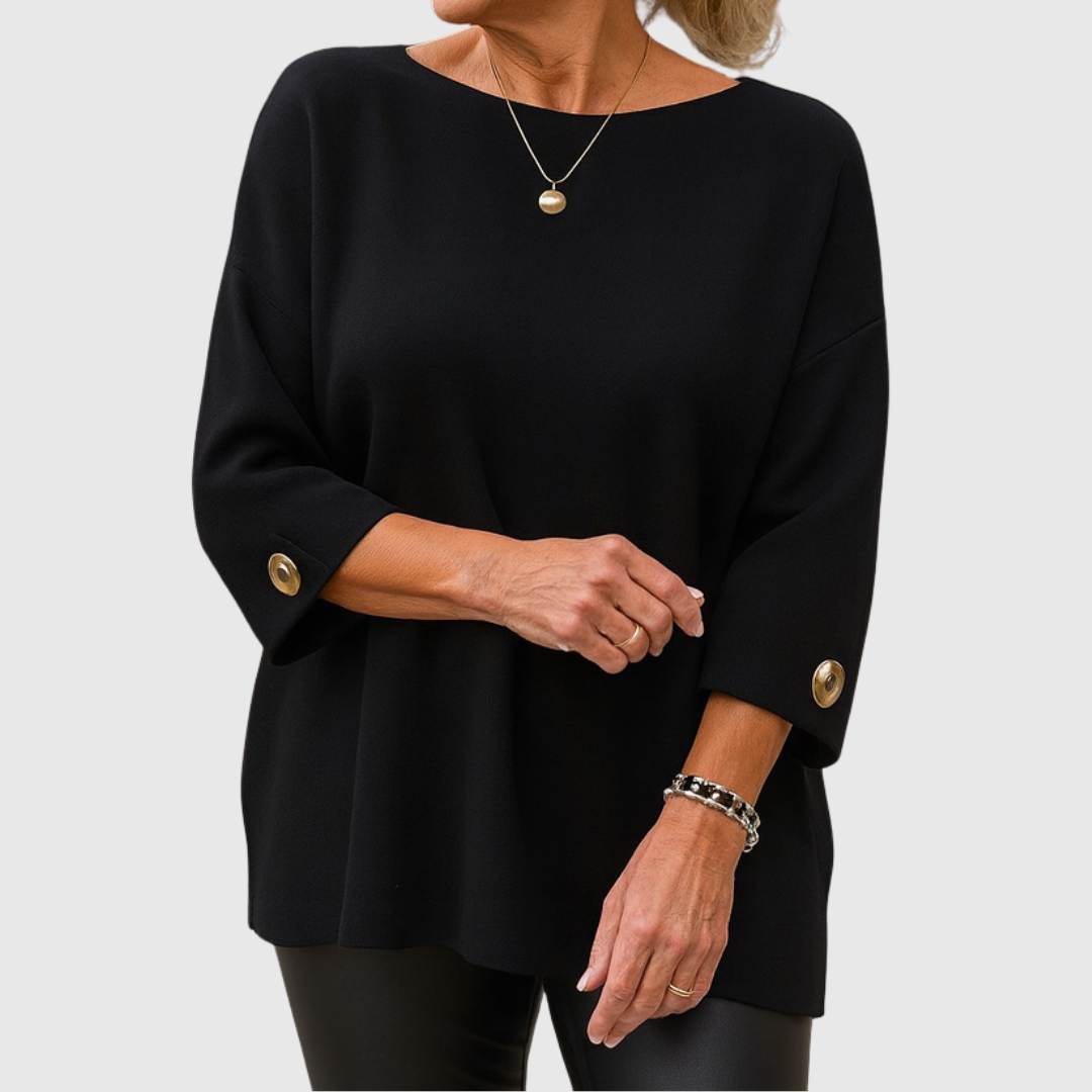 Julianette Chic Elegant Button-Detail Sweater: Comfortable, Versatile Long-Sleeve Knit for Women