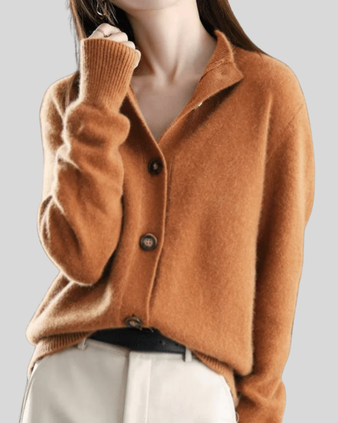 Claire Retro-Style Cashmere Blend Button-Down Cardigan: Soft, Warm, Elegant Knit