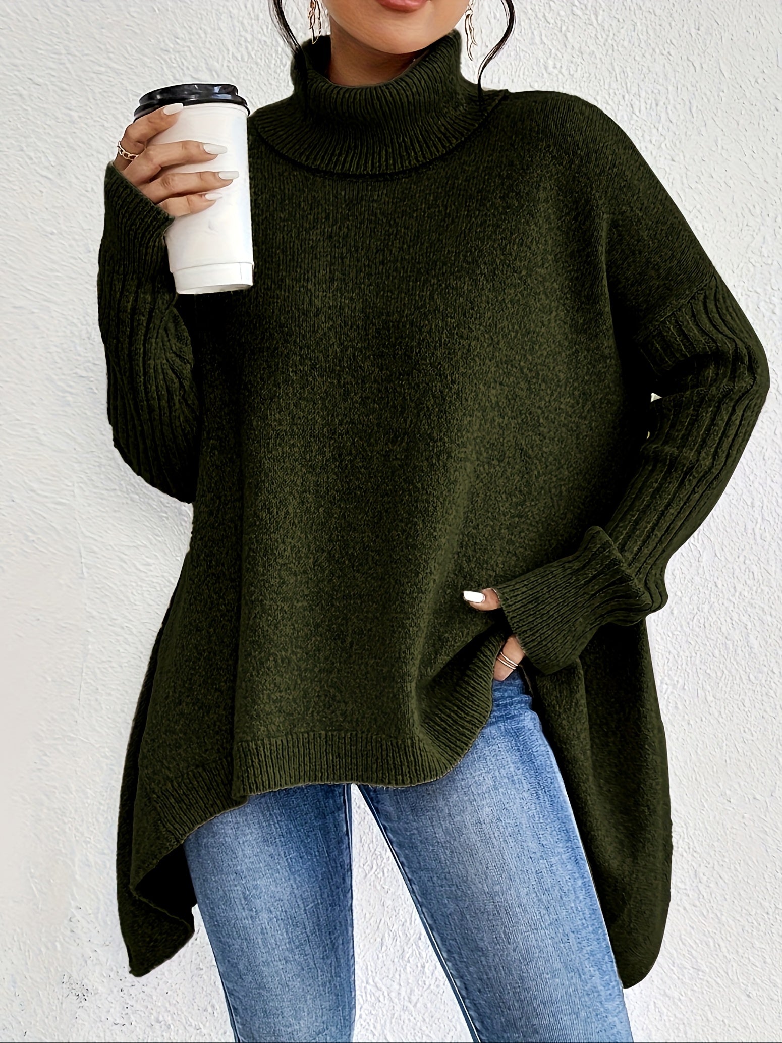 Audrey Cozy High Neck Draped Sweater: Cloud-Soft Knit for Elegant Comfort