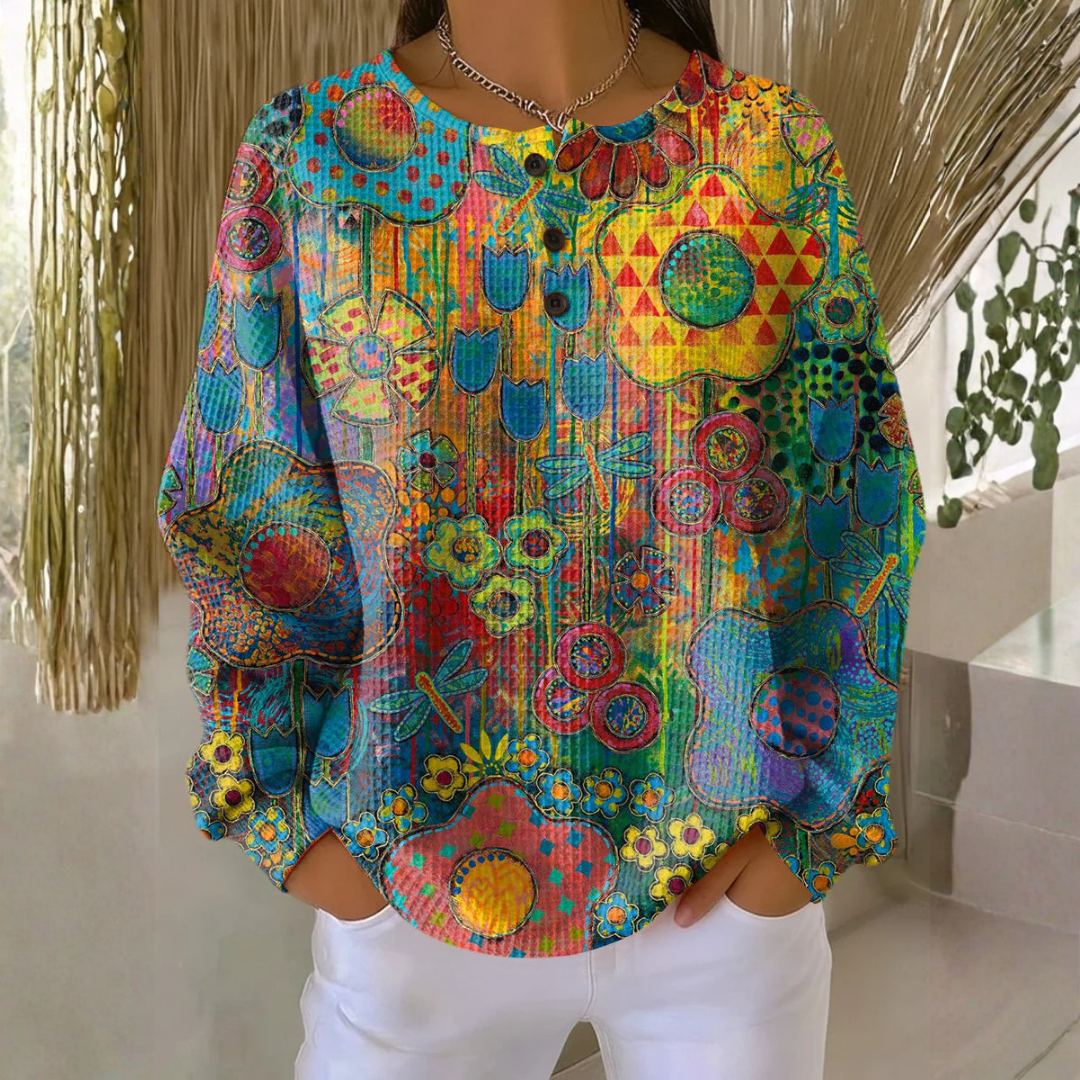 Alina | Colorful Sweater with Floral Print