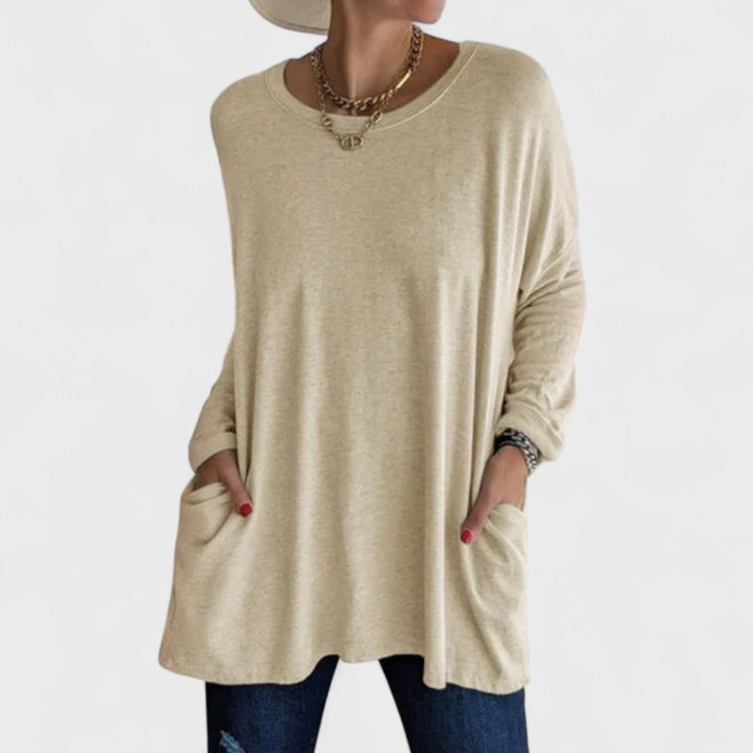Mira™ Effortless Relaxed Fit Long Sleeve Top for Women - Ultimate Comfort Style