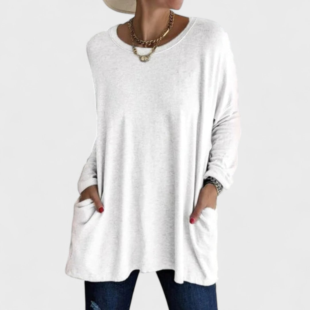 Mira™ Effortless Relaxed Fit Long Sleeve Top for Women - Ultimate Comfort Style