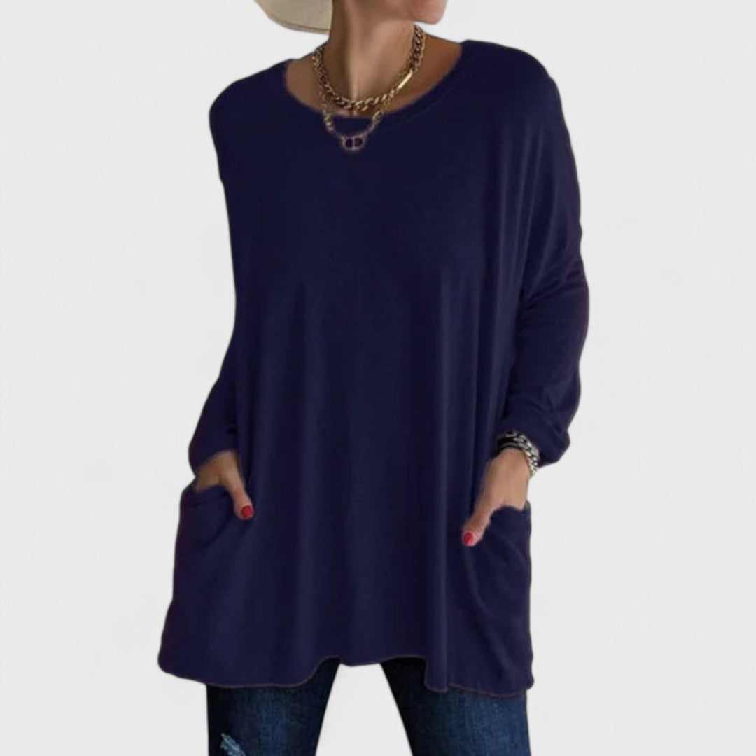 Mira™ Effortless Relaxed Fit Long Sleeve Top for Women - Ultimate Comfort Style
