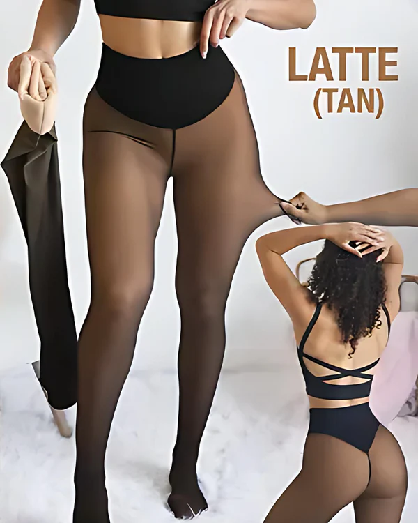 Cozy One-Seam Fleece Lined Tights with Compression for Winter Warmth
