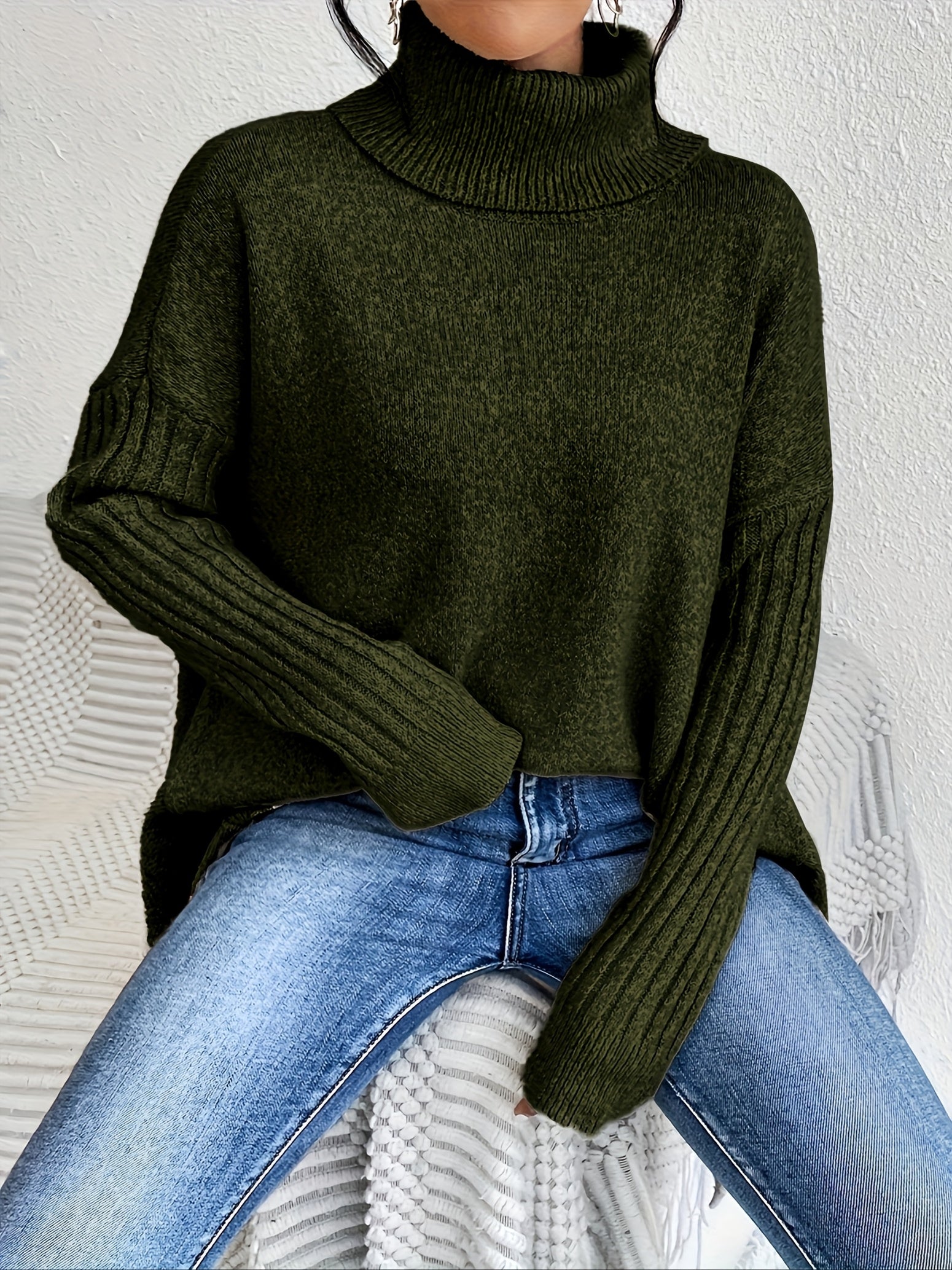 Audrey Cozy High Neck Draped Sweater: Cloud-Soft Knit for Elegant Comfort