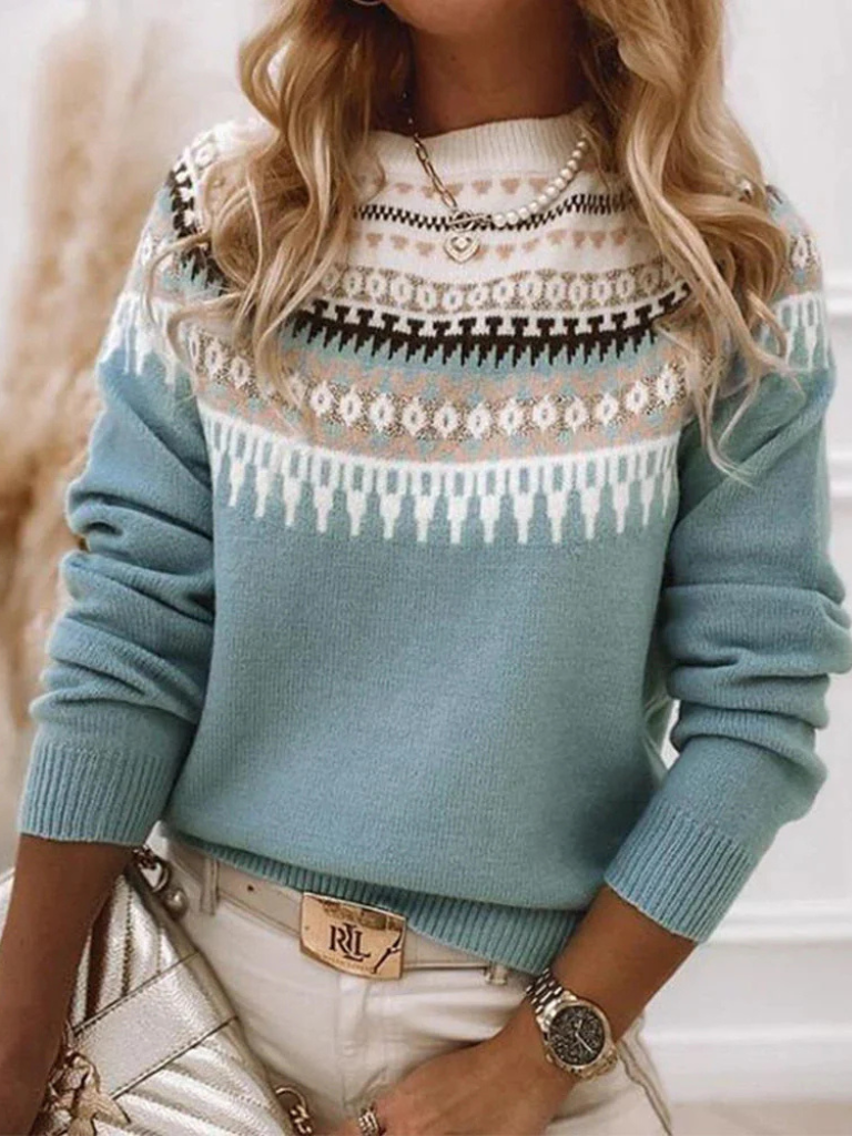 Cozy Madison Knit Sweater: Soft Nordic Pattern, Relaxed Fit for Elegant Comfort