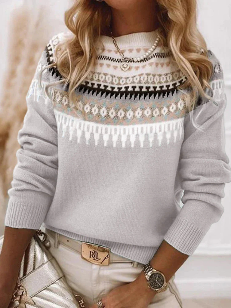 Cozy Madison Knit Sweater: Soft Nordic Pattern, Relaxed Fit for Elegant Comfort