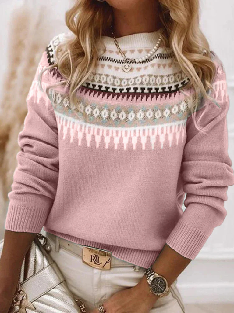 Cozy Madison Knit Sweater: Soft Nordic Pattern, Relaxed Fit for Elegant Comfort