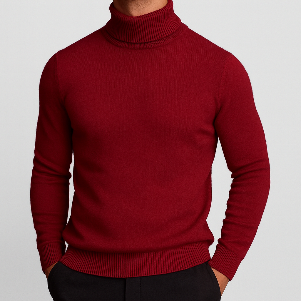 Premium Savoni Merino Wool Turtleneck Sweater Soft Warm Breathable Ribbed Fit